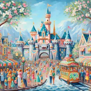 1pcs 5D DIY diamond painting set, 5D diamond art set, DIY decoration, Disney castle diamond painting set full round drill DIY, mosaic, diamond art, DIY art home decoration, suitable for Halloween and Christmas.