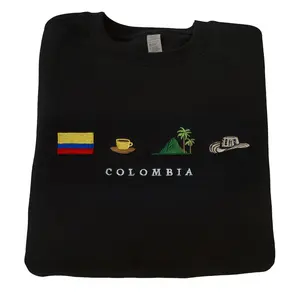 Colombian embroidered  sweatshirt, Colombia fashion, gift, Latin American clothing Cotton Fabric