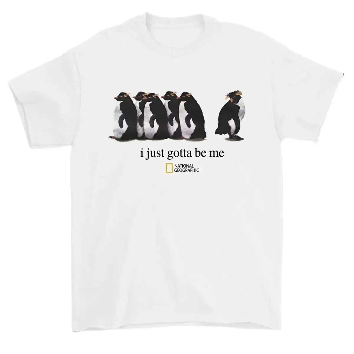 National Geographic Cotton Short Sleeve T-Shirt I Just Gotta Be Me Graphic Penguin,Hoodie and Sweatshirt for autumn and winter,Crew Neck Loose Fit Casual Streetwear Tee for Him & Her fathers day gift ideas