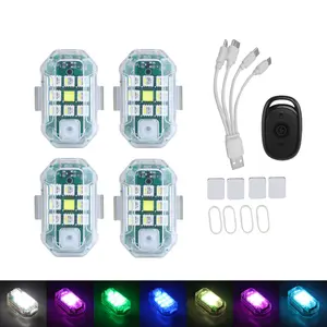 Wireless LED Strobe Lights with Remote Control, 7 Colors Neon USB Rechargeable Waterproof Anti-Collision Night Light Rechargeable Bicycle Light for Cars Motorcycles Bikes