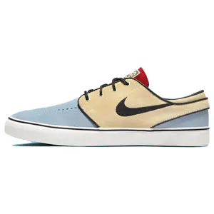Nike SB Stefan Janoski OG+ Low-Top Skate Shoes for Men and Women in Blue-Brown with Comfort Features Knee
