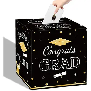 2026 Foldable Graduation Card Storage Box for Graduation Party Decorations Black