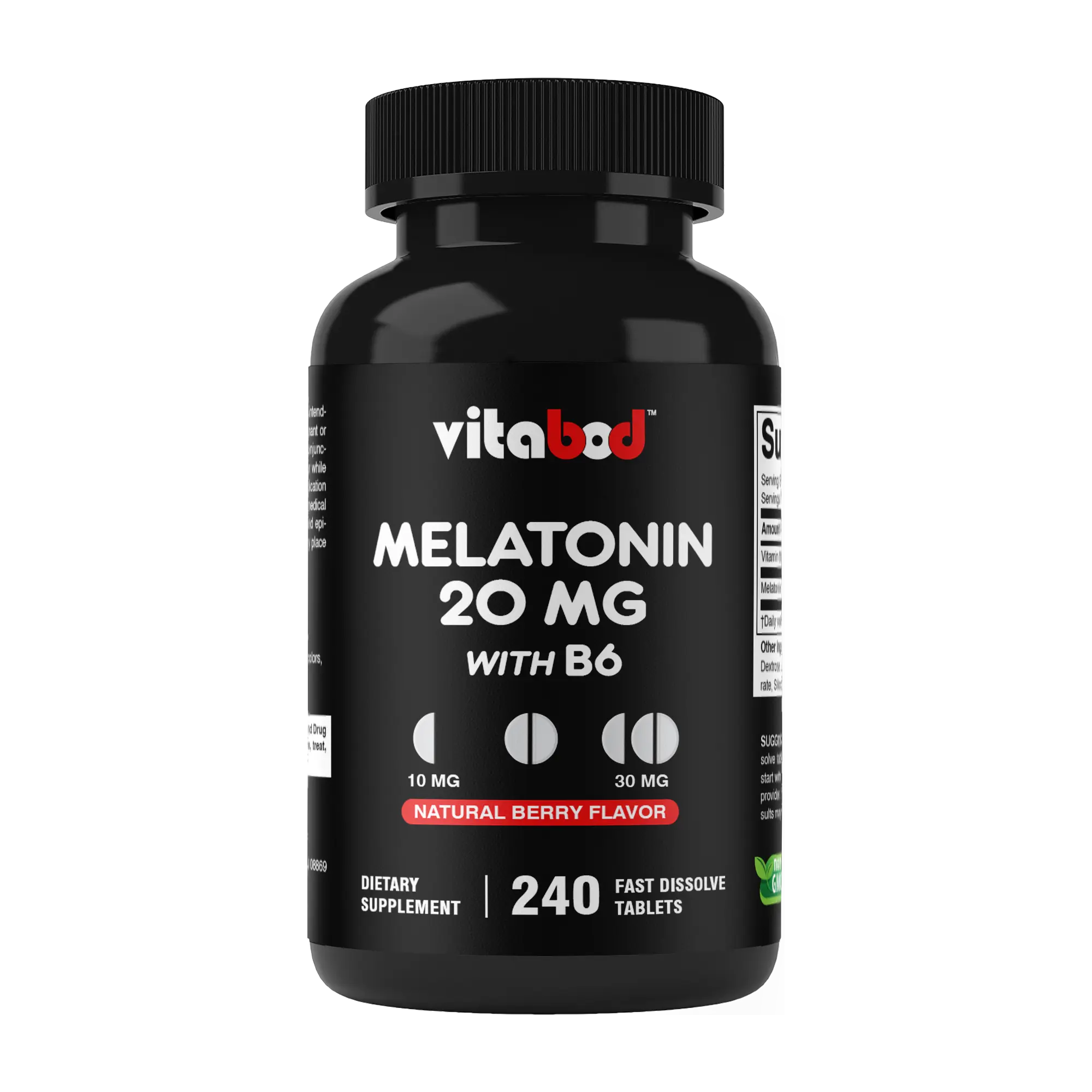Melatonin 20mg - 240 Fast Dissolve Tablets - Drug Free - Natural Berry Flavor - Vegetarian, Non-GMO, Gluten Free