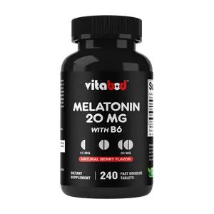 Melatonin 20mg - 240 Fast Dissolve Tablets - Drug Free - Natural Berry Flavor - Vegetarian, Non-GMO, Gluten Free