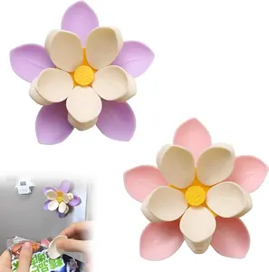 2Pack Flower Chip Clips Magnetic, Chip Clips Magnetic Cute, Double-Layer Flowers Fridge Magnets for Snacks, Home Food Sealing Kitchen Accessories