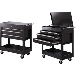 GARVEE 4 Drawer Rolling Tool Cart with Locking Drawers - Heavy Duty Metal Mobile Tool Storage Organizer, 4 Tier Shelves for Garage Workshop