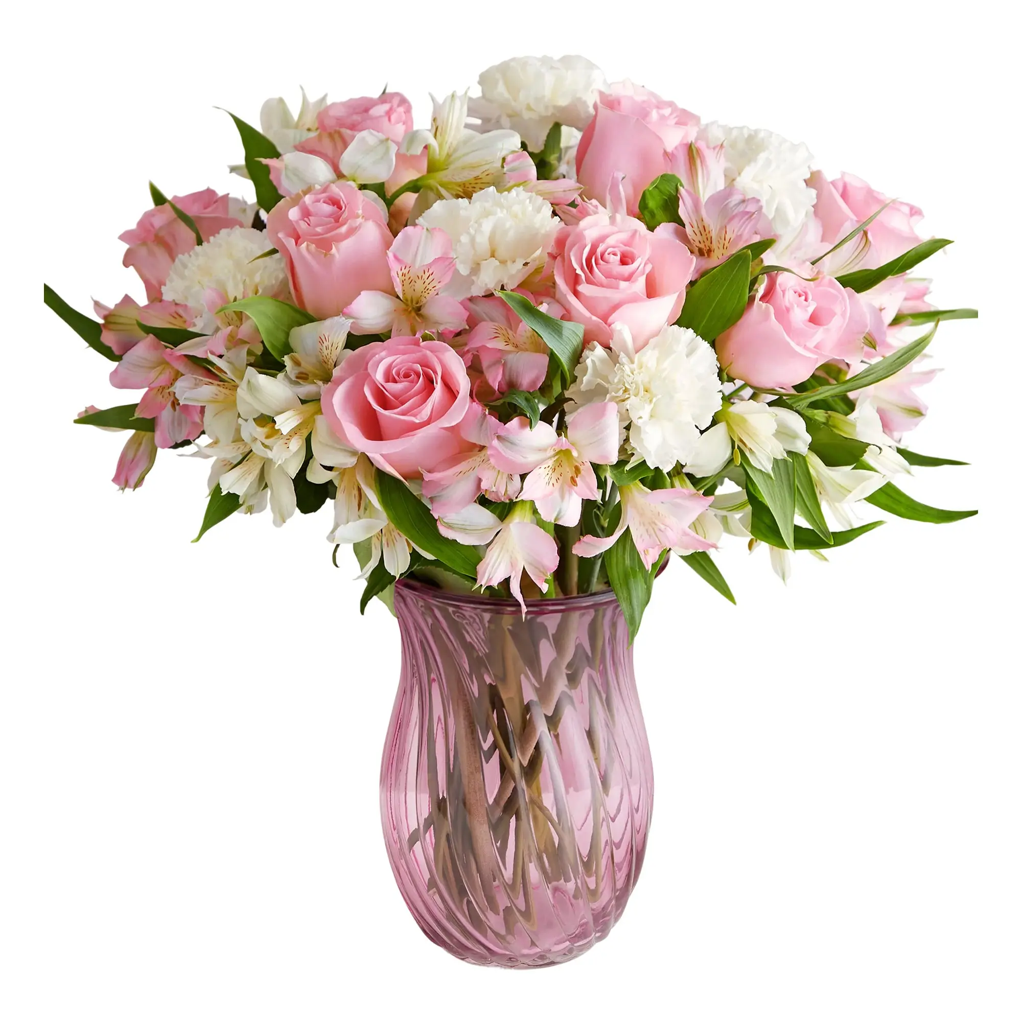 1800 Flowers -Cherished Blooms Double Bouquet with Pink Vase, Fresh Flowers