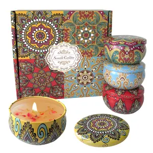 4pcs Scented Candle Set, Jasmine, Sandalwood, Rose & More, Perfect for Relax, Relaxation, Yoga & Bathing, Ideal Holiday Gift