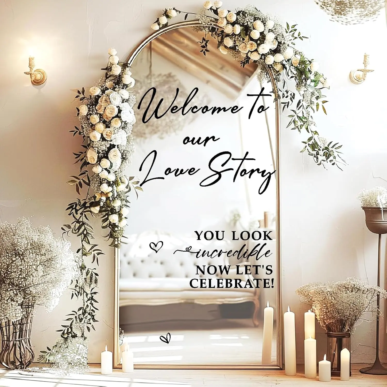 Wedding Welcome Signs Welcome to Our Wedding Sign  Selfie Mirror  for Weddings Party Entry Welcome Mirror Sticker for Weddings Decor Vinyl Letter Decal for Bridal Shower Marriage Reception