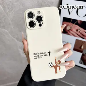 Case for iPhone 17 16 Pro Max 15 Plus 14 13 12 11 XS XR Curious George Soccer Faith Anti-Slip Shockproof Durable TPU Silicone Rugged Phone Cover