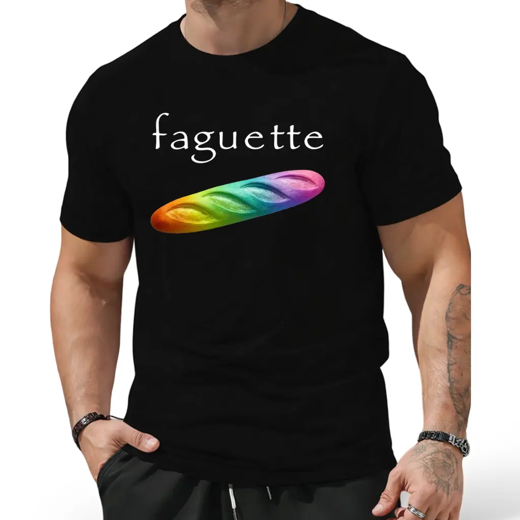 1pc of Baguette-Themed Humorous T-Shirt, Round-Neck Tee, Perfect for Couples, Ideal for Valentine'S Day Celebrations, a Gift for Men