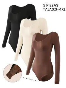 2026 Spring, Shapewear Body Sculpting, Women's Shapewear for Ribbed Abdomen Control Bodysuit, Long Sleeve Seamless Compression Body Crop T Shirt, Scoop Neck Body Suit Stretchy Basic Tops, Fit Soft Elastic Fabric, Perfect For Daily Wear and Going Out