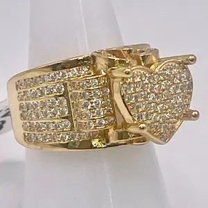 Heart Ring Engagement Fashion Yellow Gold Hip hop Ring Anillo de Corazon Oro Laminado