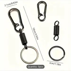 Vintage Spring Keychain Holder, Durable Keychain Links for Outdoor Camping and Hiking - 5 Hiking Keychain Links