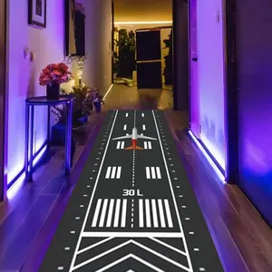 Airplane Pattern Floor Mat, 1 Count Creative Non-slip Soft Floor Carpet, Decorative Area Rug for Home Living Room Bedroom Study Room