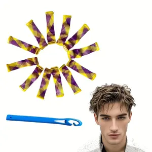 28pcs Men's Hair Curling Tools, Morgan Curl Water Wave Perm, Voluminous Root Automatic Curling, Beauty Salon Equipment