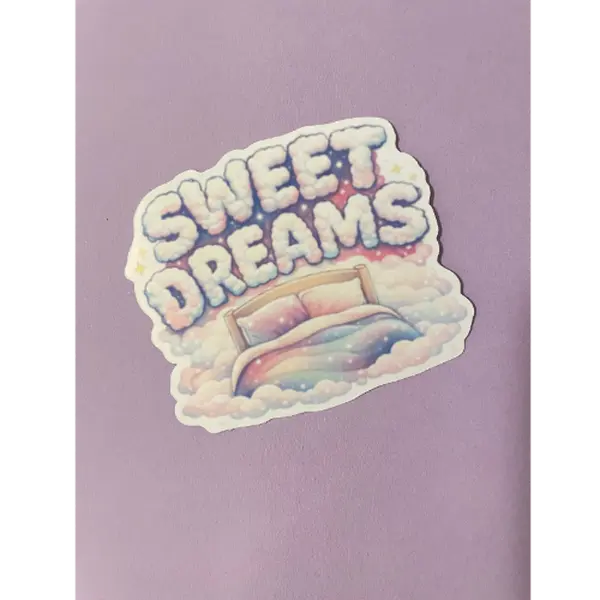 Sweet Dreams Sticker ️ | Cozy Sleep Aesthetic Sticker | Dreamy Pastel Bed Decal | Journal, Laptop & Water Bottle Sticker