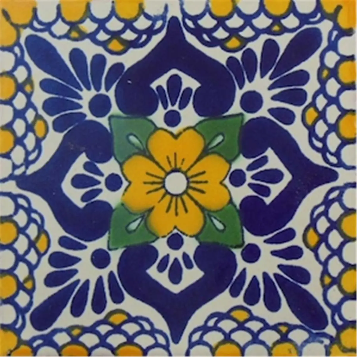 212 MAIN L97 6 x 6 in. Double-Fired Hand-Glazed Natural Clay Mexican Decorative Tiles, 4-Pack, for Residential Indoor-Outdoor Use
