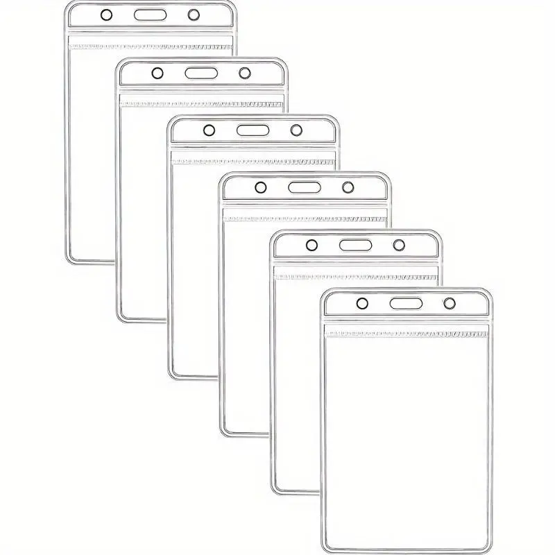 Waterproof Card Holder, 15pcs/set Vertical ID Badge Holder, Portable Transparent ID Holder, Campus ID Exhibition ID Bus Card Holder, Office Supplies, Clear ID Badge Holder