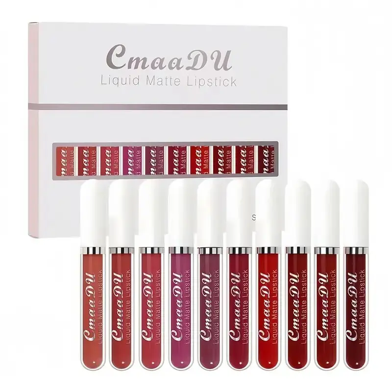 10 Pcs Matte Liquid Lipstick Set, Long-Lasting Waterproof Makeup with a Smooth, Non-Stick Finish - Flawless Cosmetic for Beginners