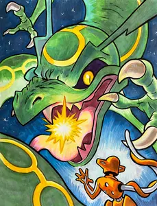 Rayquaza vs. Deoxys – 9×12 Original Fan Art Sketch