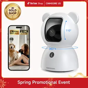 【FLASH SALES】 CINMOORE 2.5K Indoor Security Camera pet camrea WiFi 360° Pan-Tilt AI Motion Detection Two-Way Audio Night Vision Clear Monitoring Recording Baby Crying baby monitoring cameras for home 360 camera mini camera Sd Button Card