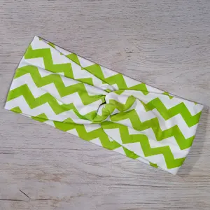 Lime Green and White Chevron Knotems Pre-Tied Headwrap Headbands for Women & Girls
