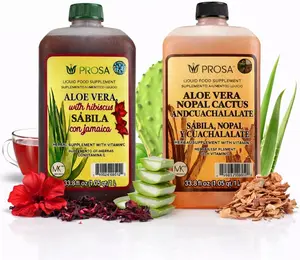 Prosa Aloe Vera Herbal Aloe Vera Herbal Bundle – Hibiscus (Jamaica), Aloe & Cuachalalate Nopal Blend with Vitamin C – 2 Pack, 33.8 fl oz (1 Liter) Each – Plant-Based Daily Wellness Formula