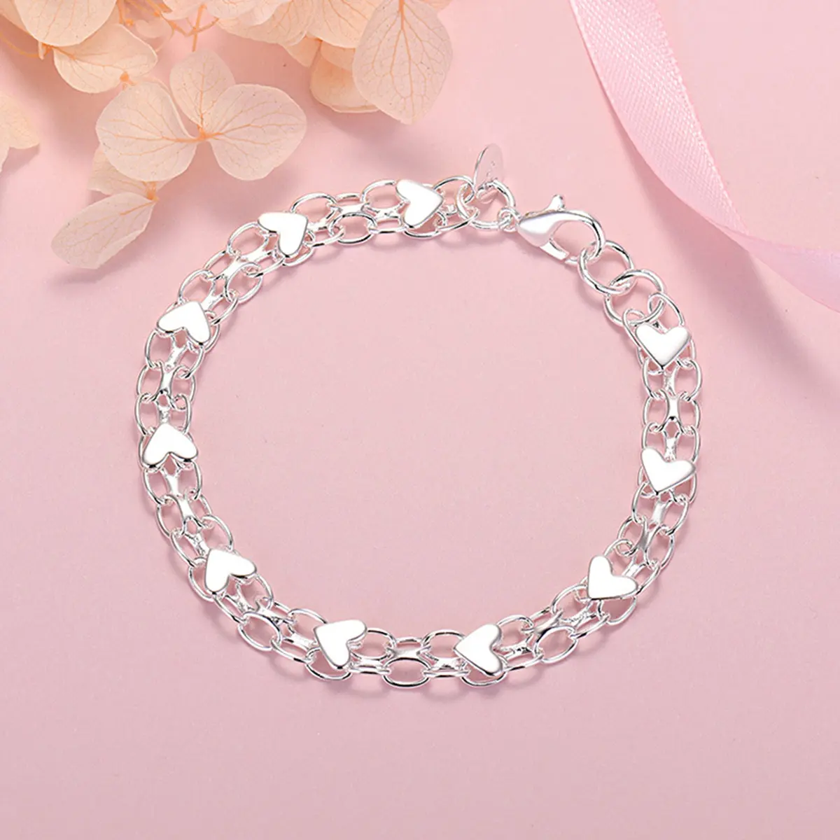 925 silver bracelet, women's hypoallergenic durable bracelet, couple's daily accessory bracelet, suitable for couples.