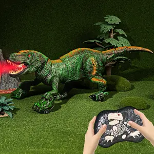 Remote Control Dinosaur Toy with Spray, Realistic Movement & Lights