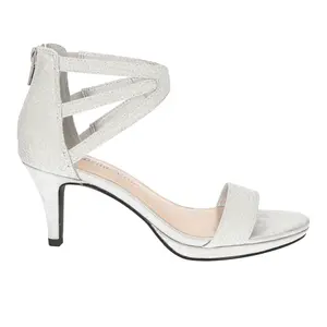 Bella Vita Womens Everly Glitter Evening Dress Sandals Mid Heel 2-3" - Silver