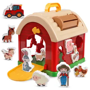 FORTAND Shape Sorter House Toy – Color Perception & Farm Animal Matching Educational Playhouse for Toddlers and Preschool Kids