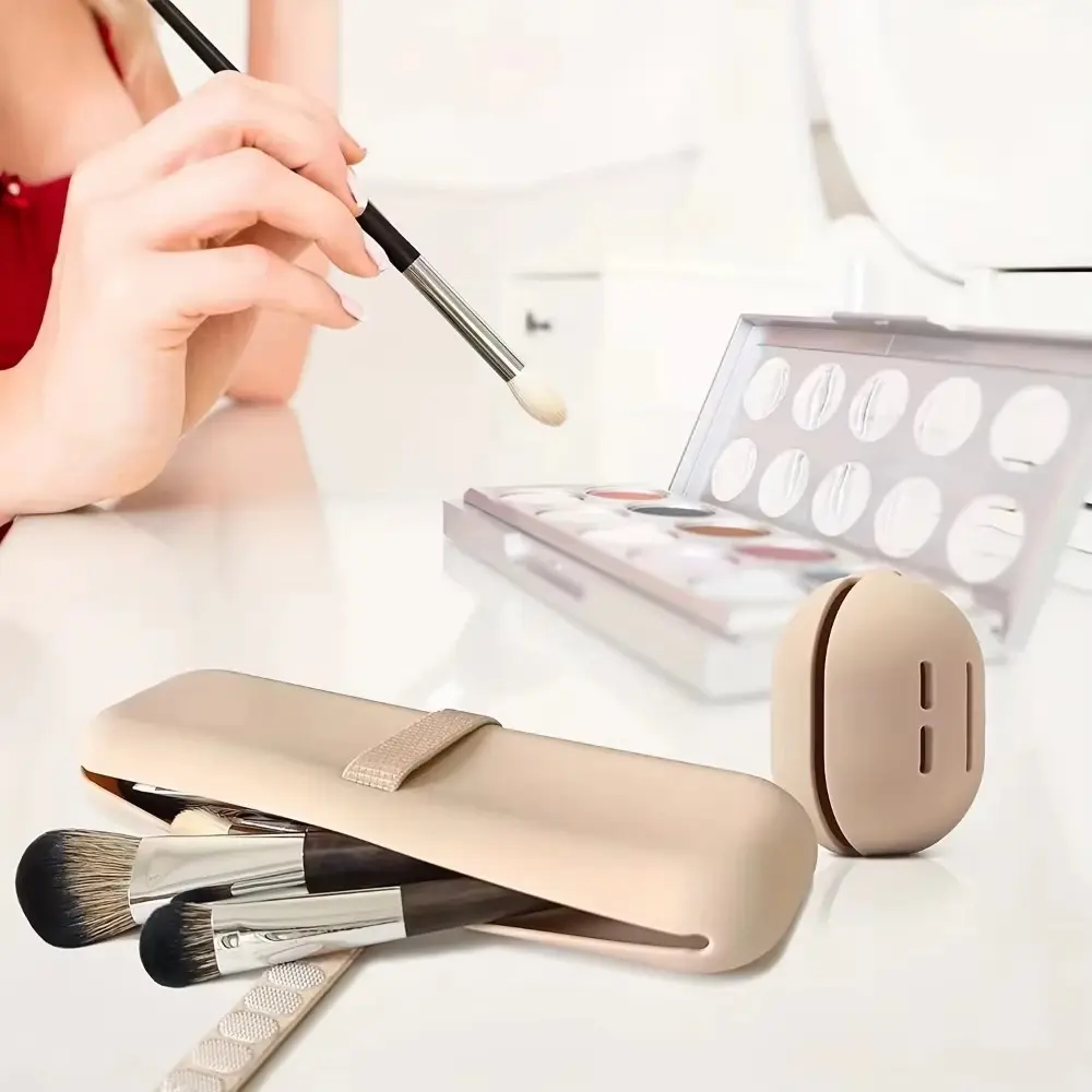 Travel Makeup Brusher Holder Organizer Kit Case Silicone Makeup Brush Bag Makeup Storage Bag Cosmetics Bag makeup bags  make up bag  makeup case  makeup pouch Travel Makeup Bags Organizers