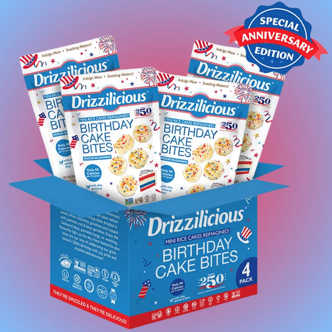 Drizzilicious 250th Anniversary SPECIAL EDITION Mini Rice Cake Birthday Cake Bites Food Snacks