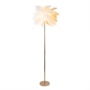 Homary Loftus Art Deco Floor Lamp - White Feather Shade, Rose Gold Finish, Sturdy Metal Base, Decorative Lights, Home Decoration Lamp for Ambient Lighting