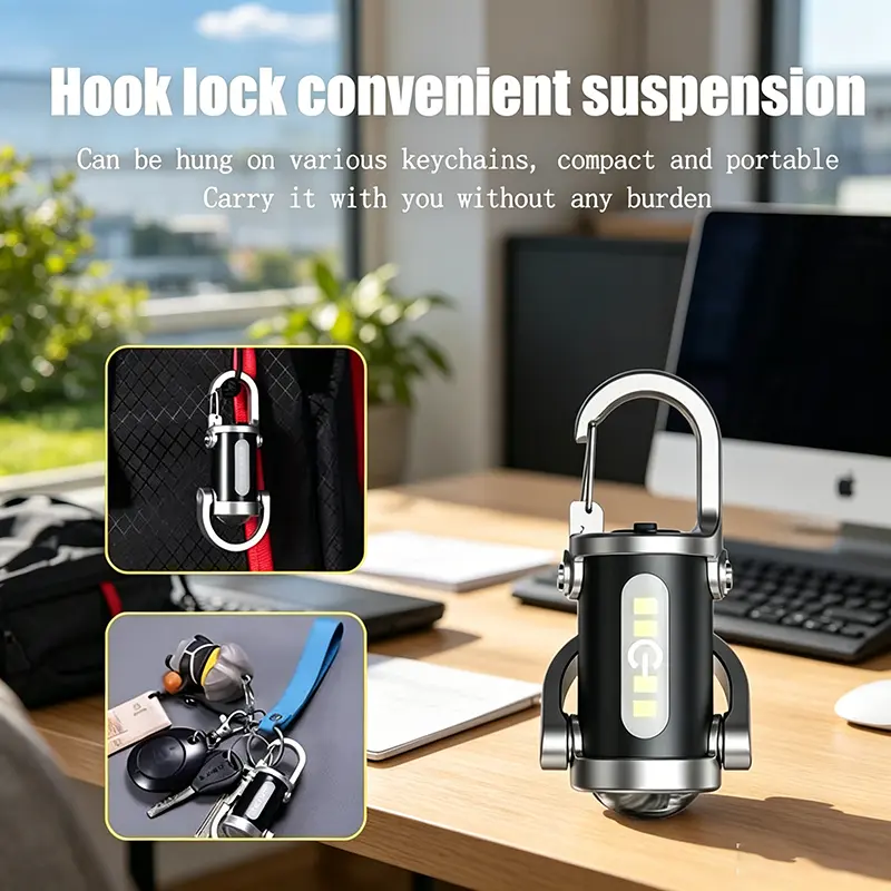 Multifunctional Small Keyring Flashlight, Rechargeable Waterproof LED Pocket Torch with Clip Design, 3 Lighting Settings High/Low/Flash, Durable Emergency Light for Backpack, Outdoor Adventure, Home Emergency, Camping & Night Inspection Use