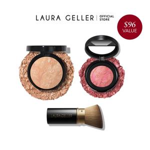 Laura Geller The 40+ Club Kit (3PC) with Foundation, Blush, and Brush - Includes Mirror