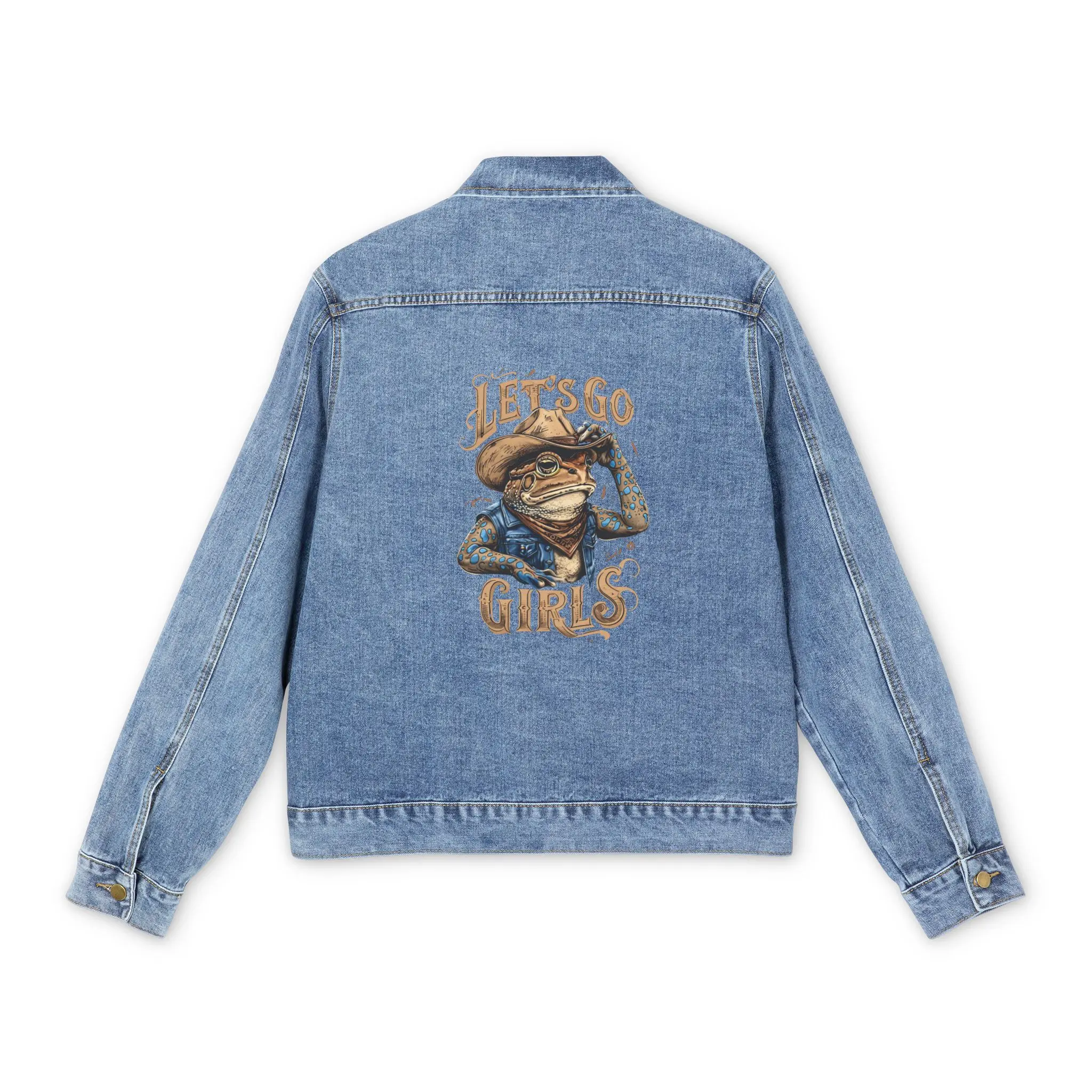 Men's Jacket, Cowboy Toad Denim Jacket, Lets Go Girls, Cowboy Hat, Western Style, Country Music Fan Gift, Rodeo Wear