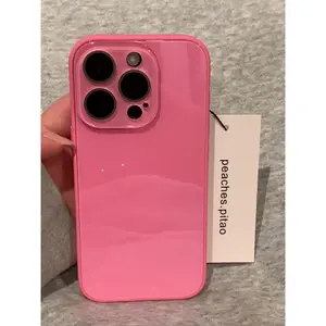 Minimalist INS Style Solid Color Glass with Lens Protector Compatible with iP16Promax/15 Phone Case 13/17 Cellphone Smartphone