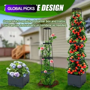 Three-Layer/four-Layer Garden Stands Heavy-Duty Adjustable Height Water Storage Planter Rack Elevated Planting Boxes Outdoor Garden Tomato Strawberry Flower Climbing Stand #GLOBAL PICKS