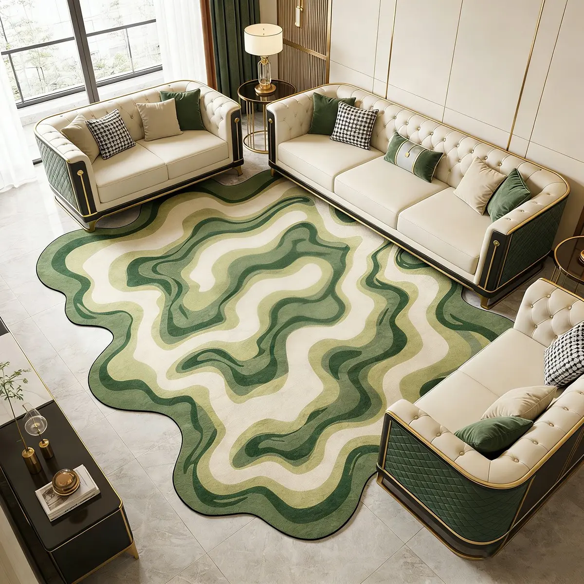 1 pcs. Irregular wave living room rug, modern carpet, Contemporary rugs, Decorative Rugs, Fluffy Area Rug, Modern Indoor Rug, machine washable, non-slip, soft plush rug, suitable for living room, bedroom, Home Decor Rug
