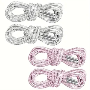 4pcs/ 2pairs Rhinestone Shoe Laces Crystal Glitter Rope Bling Shiny Round Shoelaces For Sneakers
