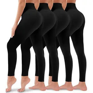 4 Pack Leggings for Women Butt Lift High Waisted Tummy Control No See-Through Yoga Pants Workout Running Leggings