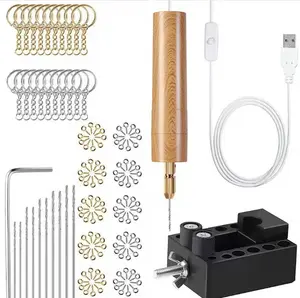Electric Resin Drilling Set, Including 100 Golden and Silvery Eye Screws, 10 Spiral Drill Bit Tools, Hexagonal Pin Tiger Pliers, Resin Casting Mold, DIY Keychain, Used for Resin Plastic Wood Polymer Clay Jewelry Keychain Pendant Making Tools
