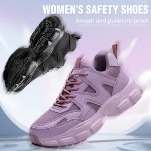 Women's Safety Shoes with Steel Toe Protection & Puncture Resistance Kevlar Material Lightweight Slip-Resistant Industrial Work Boots All-Weather Design Worker