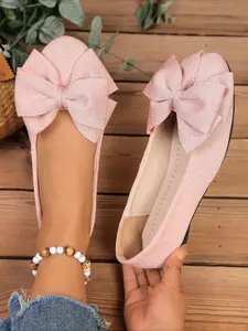 Big Bow Pointed Toe Flat Shoes for Women, Soft Sole Slip-on