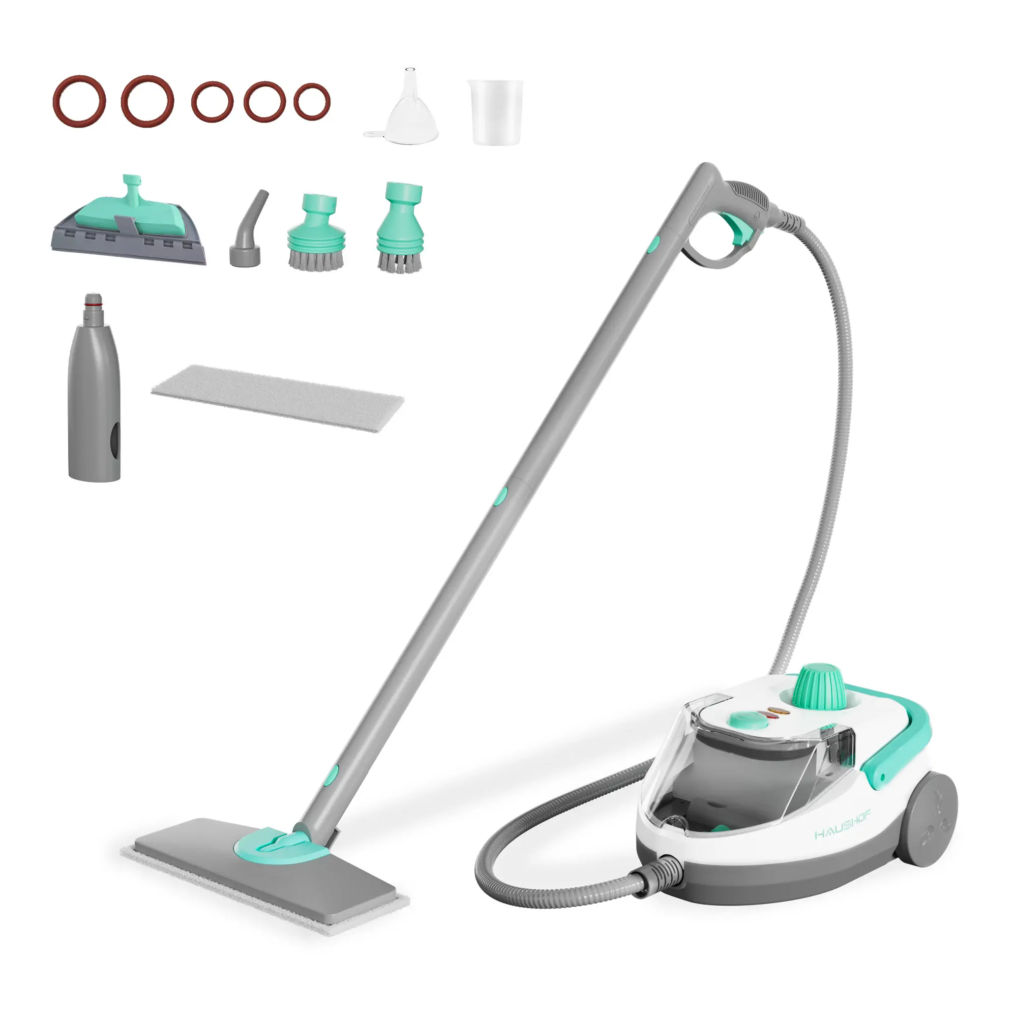 #summersale HAUSHOF Steam Cleaner, 1500W Powerful Steam Cleaner for Home with 19 Accessories & 51Oz Water Tank, Chemical-Free Multipurpose Portable Steambot for Floor, Tile, Grout, Couch, Window & Car