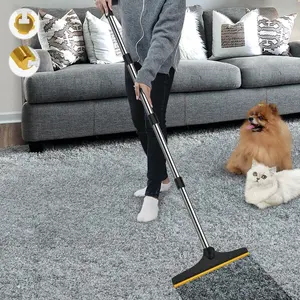Pet Hair Removal Broom, 1 Count Reusable Carpet Rake with 60'' Long Handle, Advanced Pet Hair Removal Broom, Lint Remover Scraper for Carpets, Rugs, Mats, Couch, Deshedding Tool