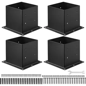 VEVOR 4x4 Post Base 8 Pcs, Inner Size 3.6x3.6 inch/ 92x92 mm Post Brackets, Heavy Duty Carbon Steel Decking Posts, Wood Posts Brackets for Pavilion Deck Railing Support Deck Base Plate, Black