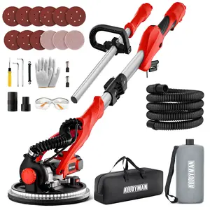 Drywall Sander, 1050W Electric Wall Sander with Vacuum Dust Collection, 2100RPM with 7 Variable Speed, Foldable & Extendable Handle, Double-Deck LED Light, Dust Bag and Hose